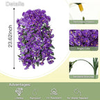 Artificial Flowers for Outdoors Fake Purple Morning Glory Hanging Flower Decoration, 2Pcs Realistic Faux Plants Petunias Long Trailing Vines,Spring Decor for Porch Patio Balcony Planter Yard