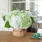 ZYTUYO 3 PCS Light Green Silk Artificial Hydrangea Flowers 21" Faux Large Real Touch Latex Floral Head with Long Stems Leaves for Wedding Home Kitchen DIY Bouquet Bride Decor