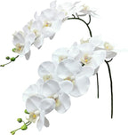 Fnize Orchid Stems Artificial Flowers Real Touch Latex Faux Phalaenopsis Branches 9 Large Blooms 38 Inches 2pcs White