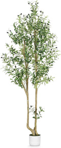 HZXGCP Olive Tree Olive 7 feet, Artificial Olive Tree with White Pot, Fake Tree with 1882 Dense Leaves & 96 High-Simulated Olive Fruits - Easy Assembly, Low Maintenance (Olive Tree 7ft)