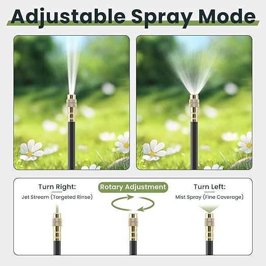 Automatic Drip Irrigation Kits - Garden Watering System with 360° Bendable Spray Adjustable Copper Atomizing Nozzles for Yard, Lawn, Raised Bed, Greenhouse, Potted Plants (40 Nozzles, 200FT Hose)