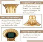 Sziqiqi Gold Flower Arrangements Vase for Wedding Table Centerpiece - 9in Metal Planter Vase Pot for Artificial Real Flower Small Trumpet Plant Urn for Garden