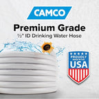 Camco TastePURE 4-Ft Water Hose - RV Drinking Water Hose Contains No Lead, No BPA & No Phthalate - Features Reinforced Design & Crafted of PVC - 1/2” Inside Diameter, Made in the USA (22763)