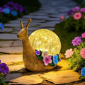 Solar Snail Garden Decorations Outdoor Lights Yard Decor,Resin Fariy Statues Cracked Glass lamp Outside for Backyard Patio Lawn Porch,Unique Gifts for Women Mom Grandma