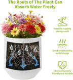Plant Pots，Set of 2 Plastic Large Pots for Indoor Plants,Flower Pots Outdoor Planters with Drainage Hole and Seamless Saucer,(White 15Inches)