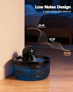 Cat Water Fountain Wireless Cordless: Cat Fountain for Drinking Battery Operated - 88oz/2.6L Black Pet Water Fountain Rechargeable - Quiet Cats Water Bowl Dispenser with Motion Sensor - Small Animals