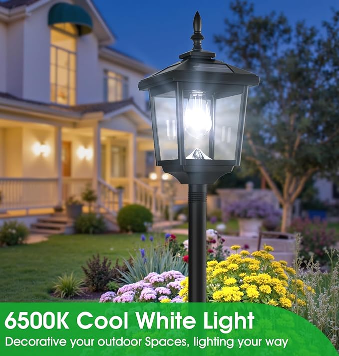 68" Solar Lamp Post Lights Outdoor,2-Pack 6000K Dusk to Dawn Solar Light Posts,Waterproof Outdoor Lights for Garden, Patio, Lawn, Pathway, Driveway, Front Porch Decor(Cool White)