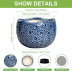 Ceramic Pots for Plants - 8 Inch Round Planter with Drainage Hole, Round Decorative Plant Pots for Indoor Outdoor, Modern Unique Flower Pot, House Living Room Decor, Home Gifts, Blue
