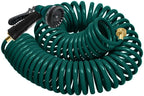 Coil Hose 75FT EVA Coil Garden Hose With 3/4'' Brass Connector Coiled Water Hose Lightweight And No Kink Includes 7 Patterns Spray Nozzle For Outdoors Lawn Watering Car Washing