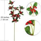 Artificial Red Berry Stems Fake Holly Berries Twig Branches Tall Picks Greenery Plastic Plant for Xmas Indoor Outdoor Wedding Party Christmas Event Decoration DIY Wreath Vase Fireplace Decor 2 Pack