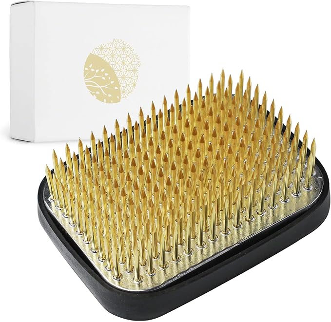 Wazakura Japanese Ikebana Kenzan Flower Holder Rectangular Square, Made in Japan Floral Arranging Pin Frog Tool - 2.6" (68mm)