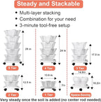 GameXcel Vertical Planter Tower - 5 Tier Stackable Garden Planters with Wheels and Tools Plant Pots for Strawberry Herb Flower and Vegetable Indoor Outdoor Use White