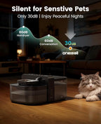 oneisall Wireless Filterless Cat Water Fountain, Separate Clean and Dirty Water Pet Fountain with Stainless Steel Bowl, 3.5L/118oz Quiet No Filter Smart FreshFill Automatic Cat Water Dispenser, Black