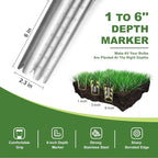 Haliaeetus Bulb Planter Tool, 6 inches Depth Mark Hand Bulb Planter, Non-Bending Stainless Steel Bulb Planter Digger, Garden Bulb Transplanter with Comfortable Wood Handle for Planting Tulip, Daffodil