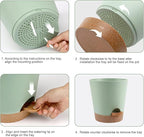 Indoor Self Watering Planters with Drainage Holes and Saucers, 8, 7, 6.5, 6, 5.5, 5 Inches, 6 Pots（Green+Brown