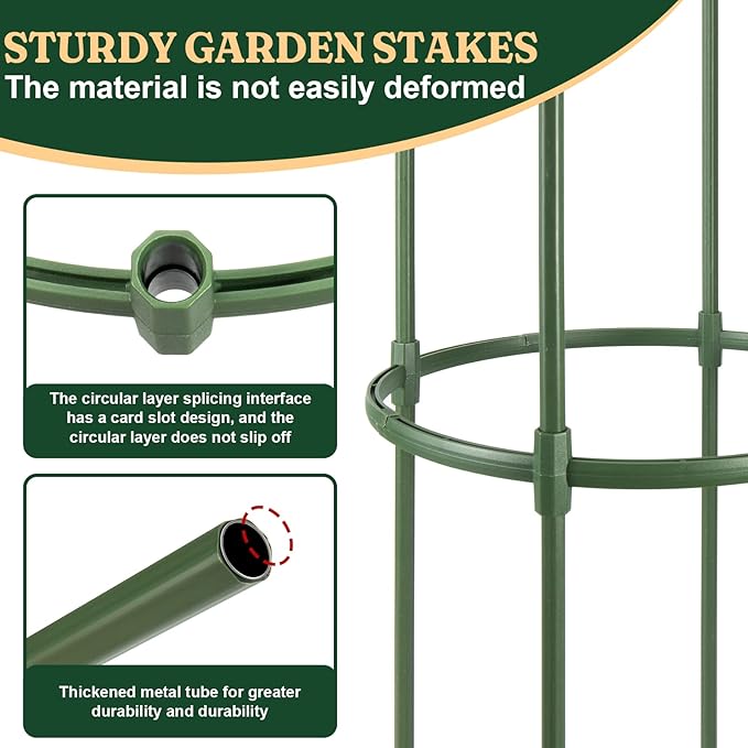 LOMNYIY Garden Trellis, Tomato Cage Tall Plant Support Climbing Vines Flowers Stands Cucumber Trellis Plant cage(Tall 55.1 inches，2 Pack)