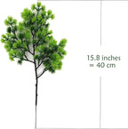 Artificial Pine Branches, Green Leaves Aquarium Plants Alga Greenery Sargassum Bush Faux Shrubs Table Centerpieces Arrangements for Christmas Wreath Garland Gift DIY Wall Front Door Decoration 4 Pacs