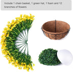 Artificial Fake Hanging Flowers Plants Baskets for Spring Outdoors Decor, Faux Silk Morning Glory in Planter UV Resistant Realistic Outside Flowers for Outdoor Porch Patio Balcony Yard Home, Yellow