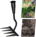 Garneck Heavy Duty Small Garden Rake with 4 Sharp Teeth, Reinforced Steel Manual Weeding Rake for Soil Turning and Lawn Leveling, Sturdy Hand Tool for Gardening and Landscape Care