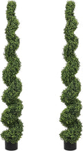 THE BLOOM TIMES 6ft Tall Spiral Topiary Trees Artificial Outdoor Set of 2, Large Faux Boxwood Fake Plants Outside UV Resistant for Front Porch Planter Garden Patio Decor 6 Foot