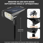 LEREKAM Solar Spot Lights Outdoor,IP65 Waterproof 40 LEDs Landscape Spotlights,USB & Solar Powered Wall Lights,3 Modes Outdoor Solar Garden Lights for Yard Porch 4 Pack