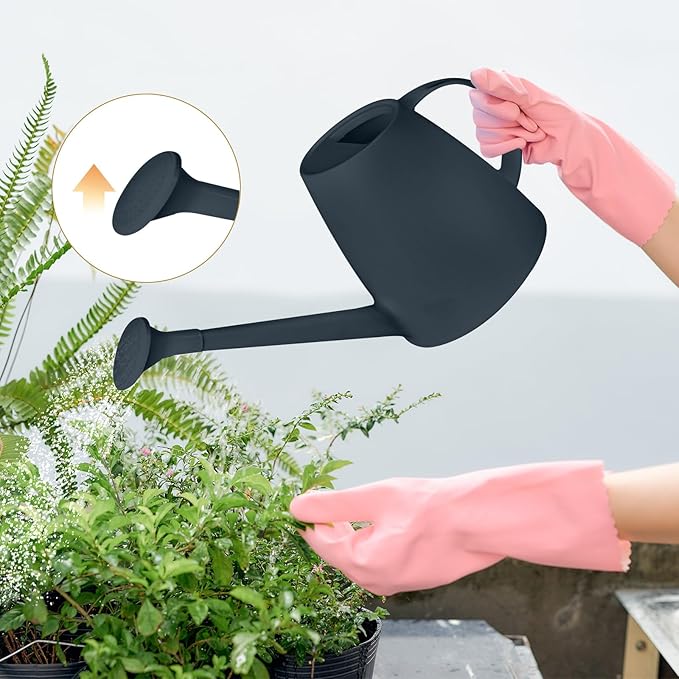 Watering Can - for Indoor and Outdoor House Plant Garden - with Long Spout - 1/2 Gallon - Grey
