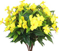 CITYES 4 Pcs Artificial Flowers Outdoor Impatiens UV Resistant Silk Impatiens Flowers Yellow Faux Flowers Impatiens Bushes Artificial Impatiens for Pot Patio Lawn Garden Hanging Basket Porch Decor