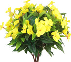 CITYES 4 Pcs Artificial Flowers Outdoor Impatiens UV Resistant Silk Impatiens Flowers Yellow Faux Flowers Impatiens Bushes Artificial Impatiens for Pot Patio Lawn Garden Hanging Basket Porch Decor