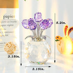YWHL Handmade Crystal Purple Rose Flower Figurine with Round Vase, Rose Gifts for Girlfriend Wife Sister, Romantic Gifts for Mom on Anniversary Mother's Day Birthday, Wedding Home Decorations