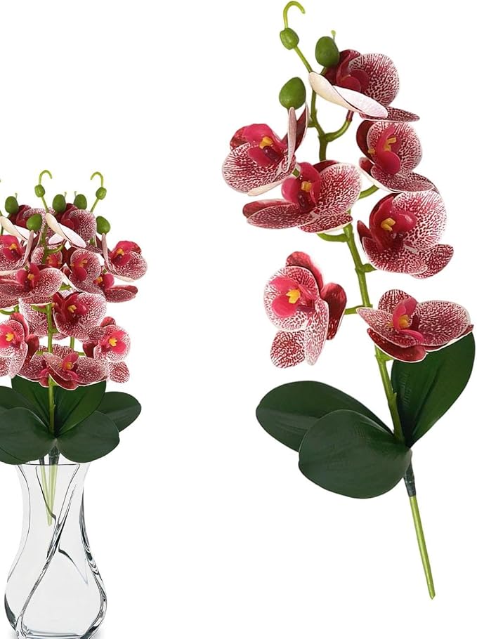 Fake Flowers, Elegant Realistic Design, PP, Orchid Decor Vase, Silk Bloom Arrangement, Long-Lasting, for Home, Bedroom, Bathroom, Living Room, Office