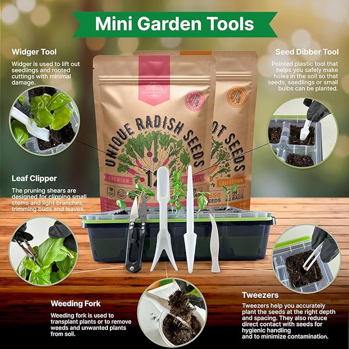 Organo Republic 12 Radish and 10 Carrot Seeds Variety Pack Bundle, 9,950+ Non-GMO Heirloom Garden Seeds for Planting Radishes and Carrots for Indoor & Outdoor Gardening