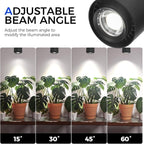 Barrina TR40a Track Plant Lights for Indoor Growing, 40W Ceiling Grow Lights with Adjustable Beam Angle (15°-60°), 5000K Full Spectrum Wall Plant Light with Timer for Greenhouse, Black Cover