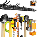 Garage Tool Organizer Wall Mount 66 inches with 13 Adjustable Heavy-Duty Hooks, Garage Organization, Garden Tool Storage Rack for Garage, Yard, and Shed, Holds Up to 520 lbs