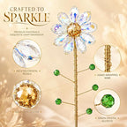 Crystal Flower Suncatchers for Outdoor Garden Potted Plants Decorations, Window Sun Catchers Crystals Rainbow Maker Light Catcher Indoor Outdoor Garden Decor