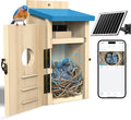 Bird House with Camera Solar Powered, Wi-Fi,Motion Detection & Night Vision,Pine Wood Birdhouse with Camera Inside,Ideal for Backyard & Nature Lovers(Light Blue)