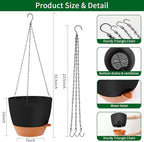 GARDIFE Large Hanging Planter, 12 inch Hanging planters for Indoor. Outdoor Plants, Self Watering Plant Pot, Plant Hanger, Black