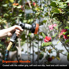 RESTMO Multi-Angle Garden Hose Nozzle with Sprinkler Function, Heavy Duty Water Hose Nozzle with 4 Spray Patterns, Magic Twist and Thumb Flow Control for Garden Watering, Car Washing & Yard, Orange