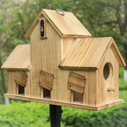 Bird Houses for Outside 3 Hole Bird House Room for 3 Bird Families Outdoor Bluebird Finch Cardinals Wooden Hanging Birdhouse for Garden
