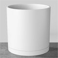 FaithLand 12-Inch Large Modern Cylinder Planter, Thick-Walled Plastic Plant Pot with Drainage Holes and Detachable Saucer, Matte White, Ideal for Indoor & Outdoor Plants Flowers