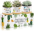3Pcs Teacher Appreciation Gift Succulent Pots Mini Ceramic Plant Pot with Bamboo Tray Pots Planters for Best Teacher Thank You for Helping Me Grow for Graduation Birthday Plants Not Included
