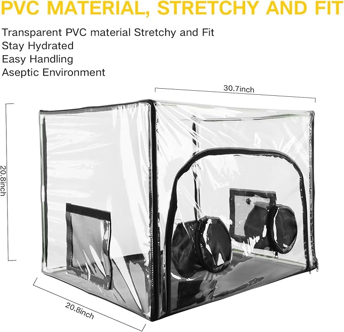 ACover Large Still Air Box Mushroom, Mushroom Grow Bag Kit Mycology Fume Hood Propagation Stations Grow Kit Monotub Kit Mushroom Planting Bag Tent for Spores Horticulture Supplies,31.5x 20.5x 20.5inch