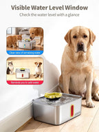 SIBAYS 4Gal/15L Stainless Steel Large Dog Water Fountain, Ultra Quiet Automatic Pet Water Fountain, Dog Water Bowl Dispenser with Water Level Window and LED Light, Easy to Clean(FS78, Silver-Yellow)