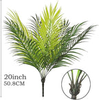 PASYOU Artificial Plants Fake Palm Tree Tropical Shrubs 4 Pack, Plastic Greenery Faux Big Leaves Stems Plant for Indoor Outdoor Home Garden Decor Bedroom Wedding Party DIY Filler Decoration