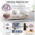 Amethyst Crystal Tree with Ceramic Base,Natural Gemstone Feng Shui Money Tree for Wealth,Good Luck & Positive Energy,Handmade 5 Inch Healing Abundance Bonsai for Home Office Decor
