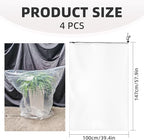 4 PCS Winter Plant Film Covers with Drawstring- 39.4" x59" Transparent Freeze Protection Bag Clear Plastic Plant Shelter Waterproof Coverings for Outdoor Garden Plant Rain Snow Frost Protection