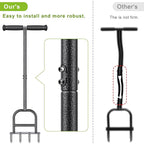 Dolibest Lawn Coring Aerator, Manual Lawn Aerator, 4 Stainless Steel Corer Plug Aerator with Soft Rubber Grip, Pre-Assembled Manual Grass Aerating Tool & Cleaning Hand Tool for Improving Lawn Health