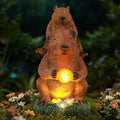 Capybara Solar Garden Statue, Outdoor Capybara Statue with Ball Light, Funny Double Capybara Decor for Women Mom, Capybara Figurine for Yard Garden Patio Lawn Ornaments
