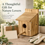 NATUREYLWL Wooden Bird House for Outside, Hanging Natural Wood Birdhouse with Perch, 1.57" Entrance & Side Clean-Out Door for Bluebirds, Wrens and Finches, Garden Decor