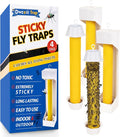 Sticky Fly Traps Indoors & Outdoor 4pk, Fly Stick Catcher Strips for Gnats, House Flying Insect, Super Sticky Hanging Fly Trap Paper Tape Indoor Outdoor