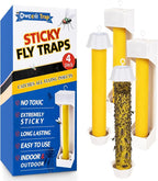 Sticky Fly Traps Indoors & Outdoor 4pk, Fly Stick Catcher Strips for Gnats, House Flying Insect, Super Sticky Hanging Fly Trap Paper Tape Indoor Outdoor